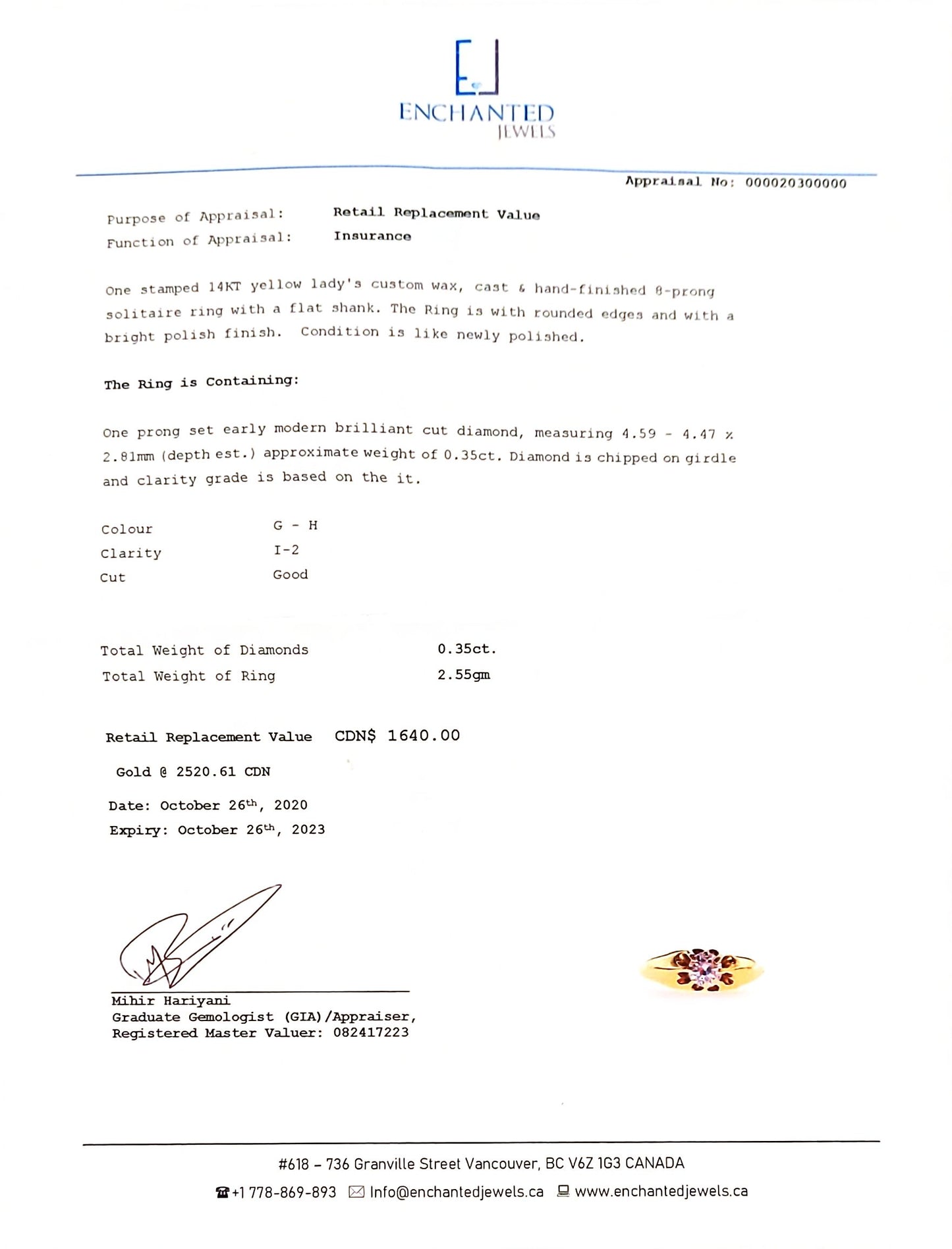 14k Transitional-Cut Diamond Belcher Ring