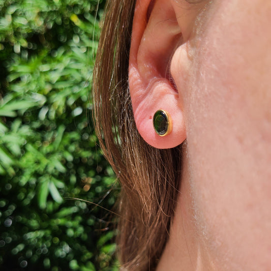 14k Ammolite Oval Stud Earrings