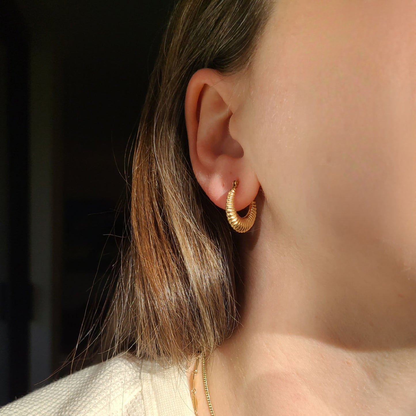 14k Gold Croissant Hoops