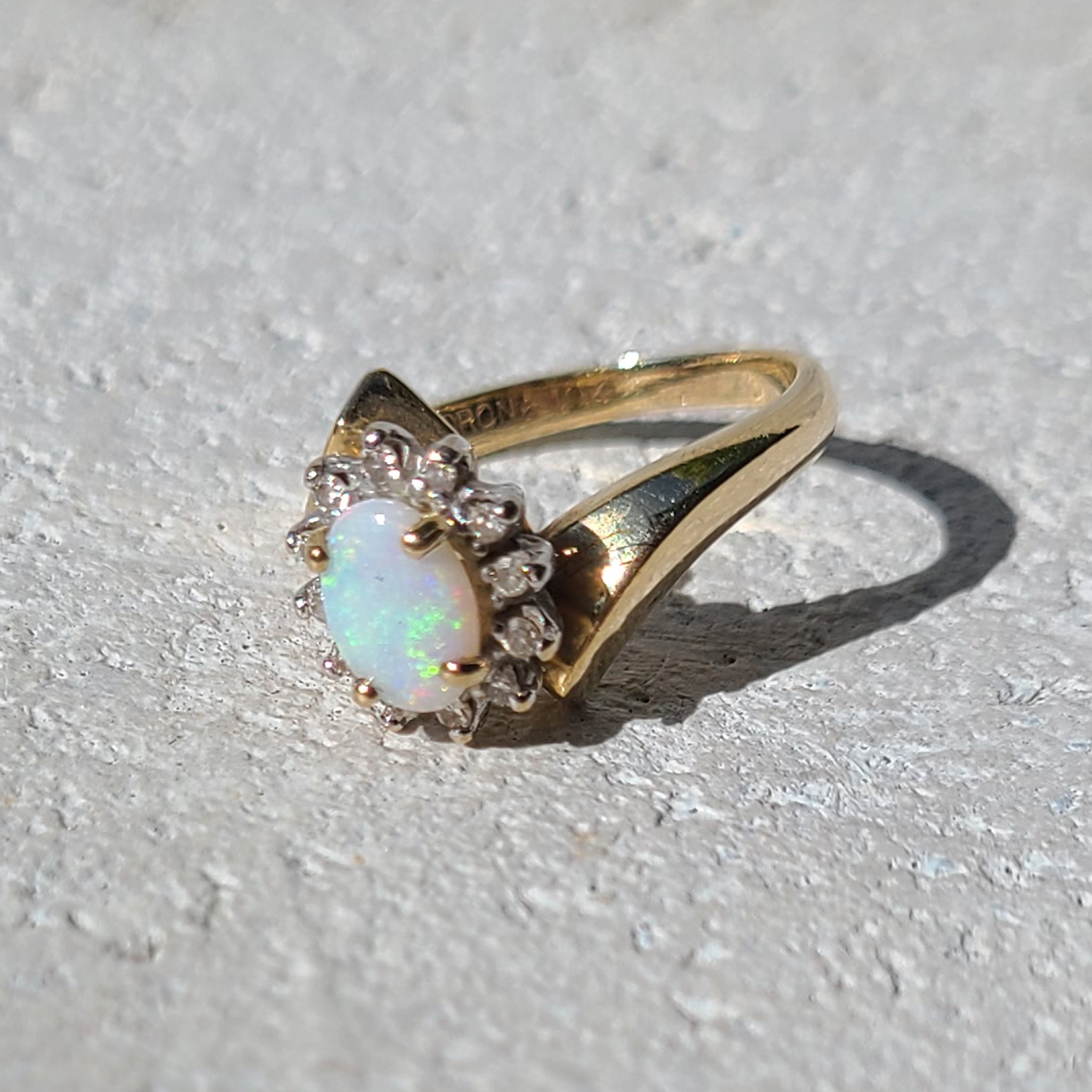10k Opal Diamond Ring