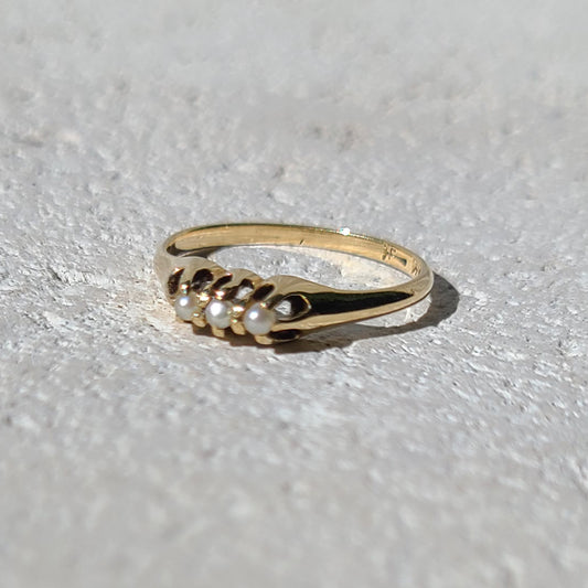 14k Antique Seed Pearl Ring