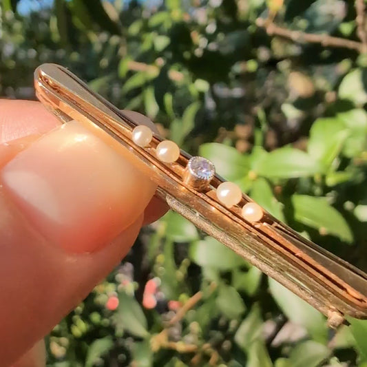 15k Old Mine Cut Diamond Brooch