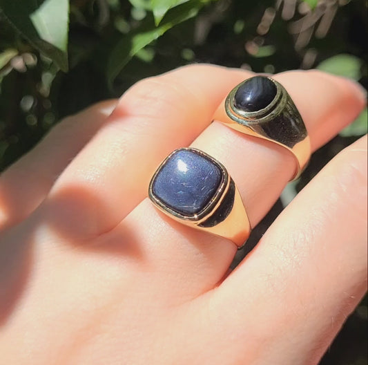 10k Black Jade Signet Rings