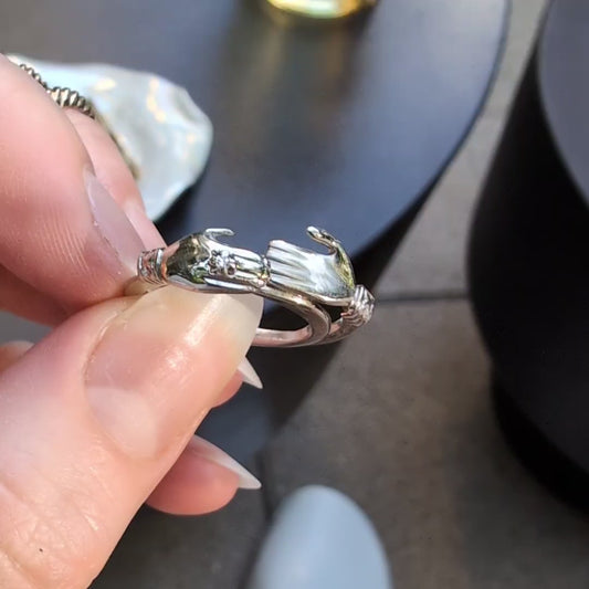 10k Diamond Clasping Hands Ring