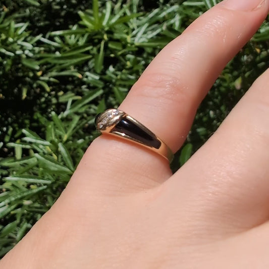 14k Onyx & Diamond Ring