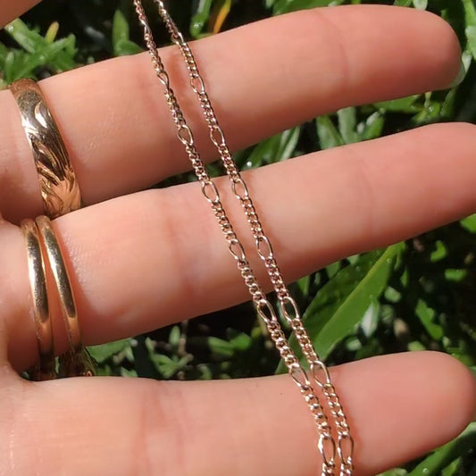10k Dainty Figaro Chain