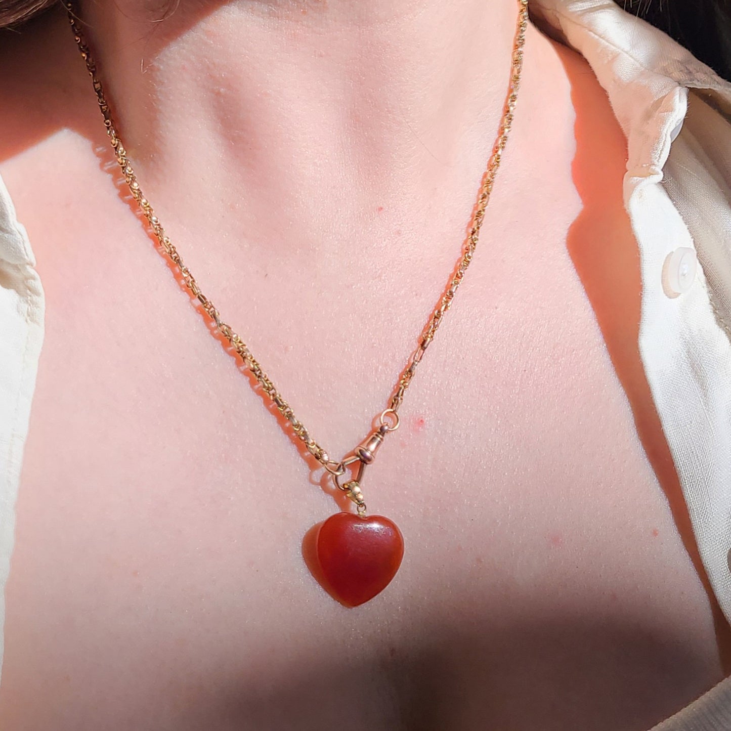 14k Red Carnelian Heart Pendant